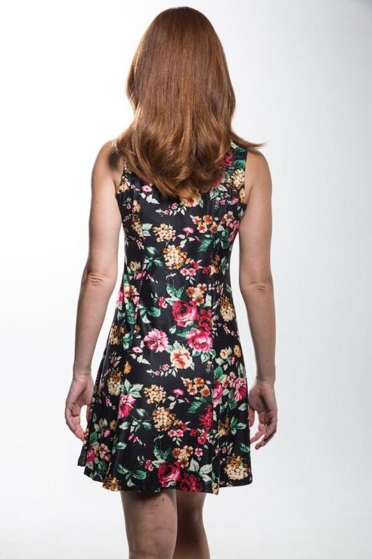 MCHPI Store Women's V-Neck Black Floral Fashion Sundress