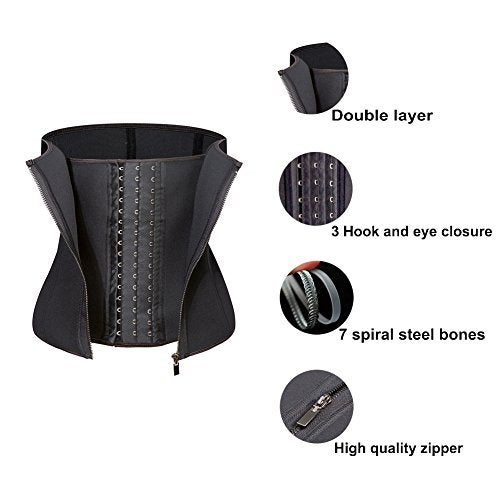 MCHPI Store Waist Trainer Corset for Weight Loss Tummy Control Body Shaper Neoprence Workout Sweat Belt Shapewear for Women Black