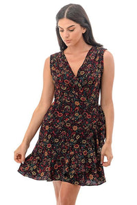 MCHPI Store Women's Sleeveless Black Floral Sundress Tops