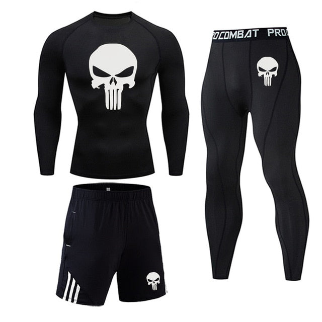 MCHPI Store Men's Thermal underwear Set MMA Tactics Fitness leggings base skull Compression Sports underwear long johns Men Clothing Brand