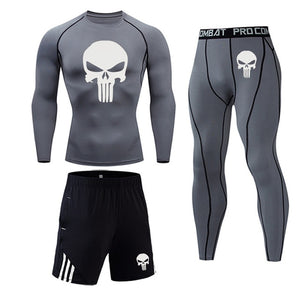 MCHPI Store Men's Thermal underwear Set MMA Tactics Fitness leggings base skull Compression Sports underwear long johns Men Clothing Brand