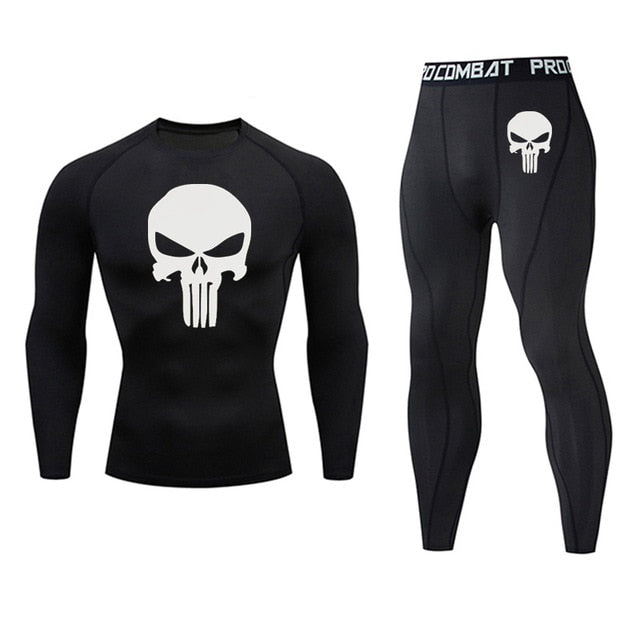 MCHPI Store Men's Thermal underwear Set MMA Tactics Fitness leggings base skull Compression Sports underwear long johns Men Clothing Brand