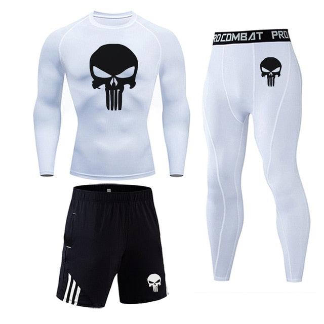 MCHPI Store Men's Thermal underwear Set MMA Tactics Fitness leggings base skull Compression Sports underwear long johns Men Clothing Brand