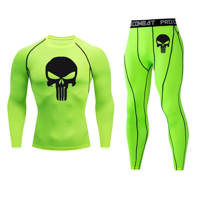 MCHPI Store Men's Thermal underwear Set MMA Tactics Fitness leggings base skull Compression Sports underwear long johns Men Clothing Brand