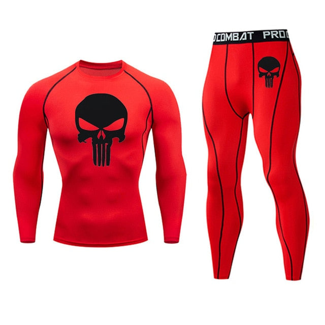 MCHPI Store Men's Thermal underwear Set MMA Tactics Fitness leggings base skull Compression Sports underwear long johns Men Clothing Brand