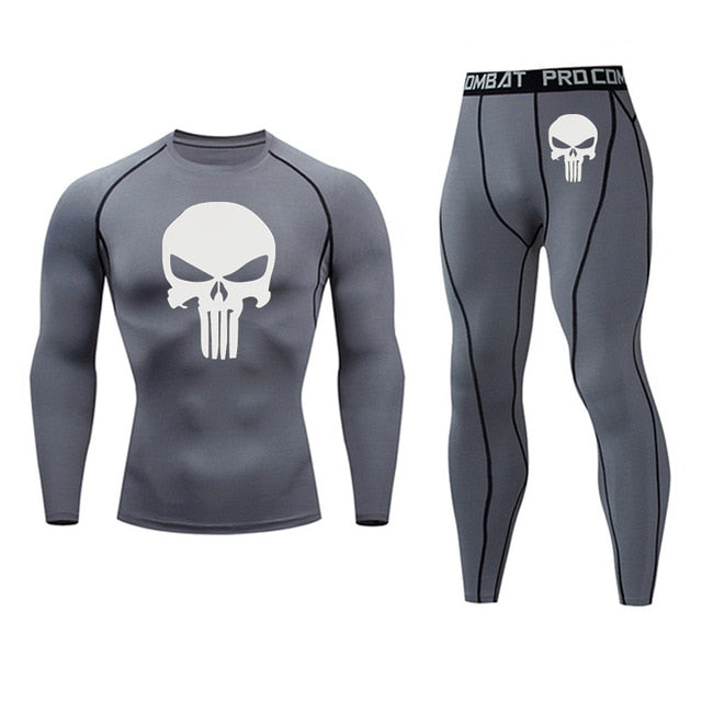 MCHPI Store Men's Thermal underwear Set MMA Tactics Fitness leggings base skull Compression Sports underwear long johns Men Clothing Brand