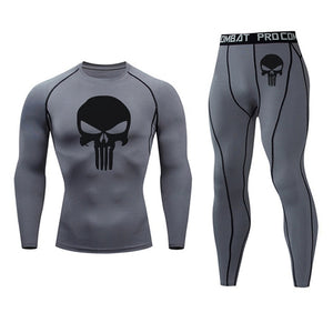 MCHPI Store Men's Thermal underwear Set MMA Tactics Fitness leggings base skull Compression Sports underwear long johns Men Clothing Brand