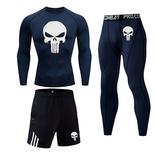 MCHPI Store Men's Thermal underwear Set MMA Tactics Fitness leggings base skull Compression Sports underwear long johns Men Clothing Brand