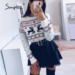 MCHPI Store Christmas cartoon pattern solid women sweater jumper